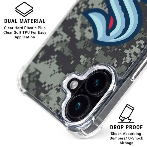 NHL Seattle Kraken Camo iPhone 16 Clear Case
