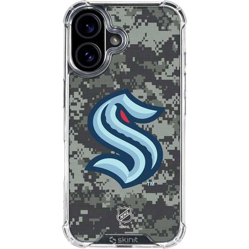 NHL Seattle Kraken Camo iPhone 16 Plus Clear Case