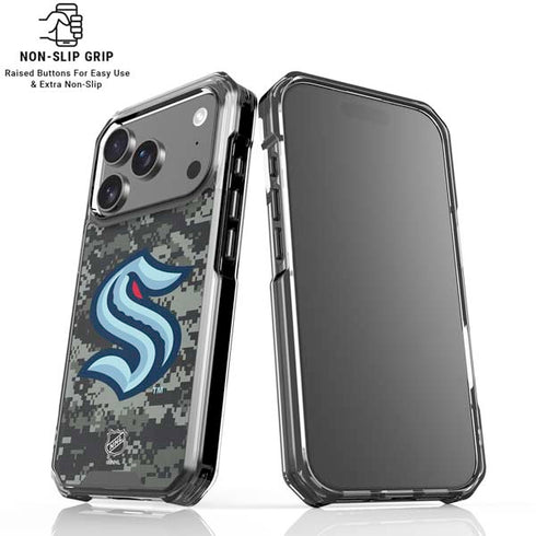 NHL Seattle Kraken Camo iPhone 18 Pro Clear Case