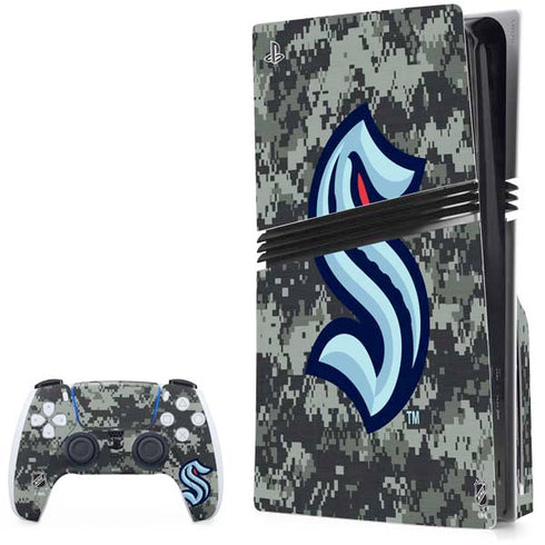 NHL Seattle Kraken Camo PS5 Pro Disk Bundle Skin