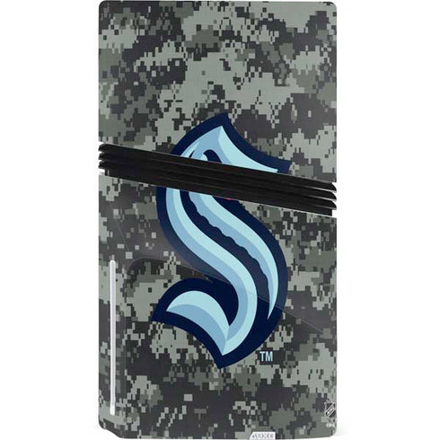 NHL Seattle Kraken Camo PS5 Pro Disk Console Skin