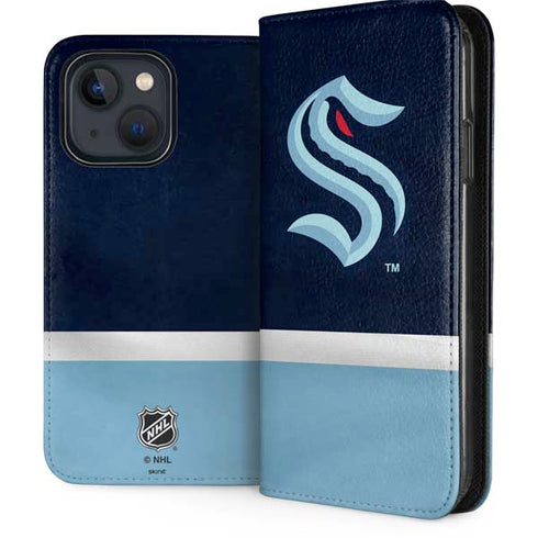 NHL Seattle Kraken Striped iPhone 15 Plus Folio Case