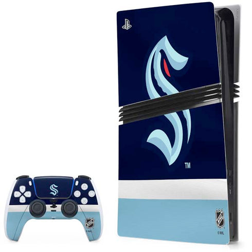 NHL Seattle Kraken Striped PS5 Pro Bundle Skin
