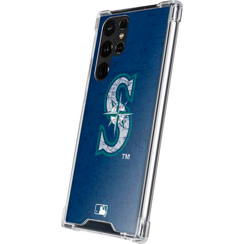 MLB Seattle Mariners - Solid Distressed Galaxy S23 Ultra Clear Case