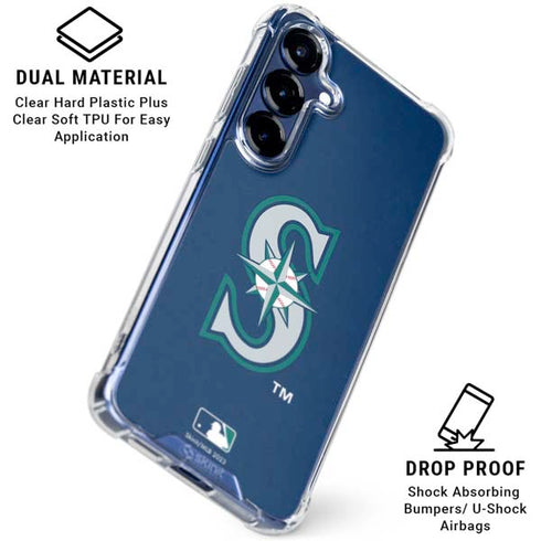 MLB Seattle Mariners - Solid Distressed Galaxy S25 Plus Clear Case