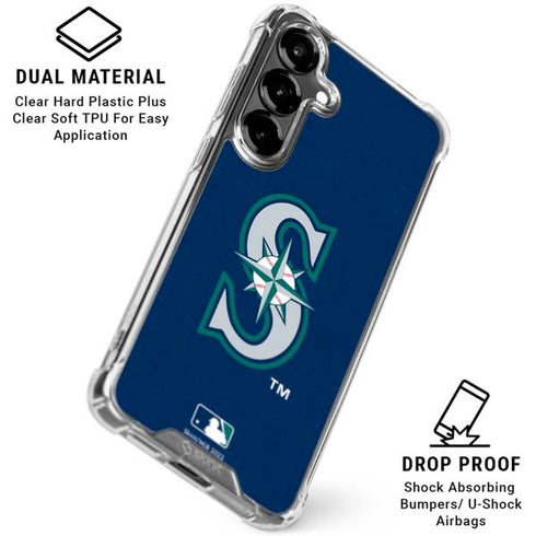 MLB Seattle Mariners - Solid Distressed Galaxy S26 Clear Case