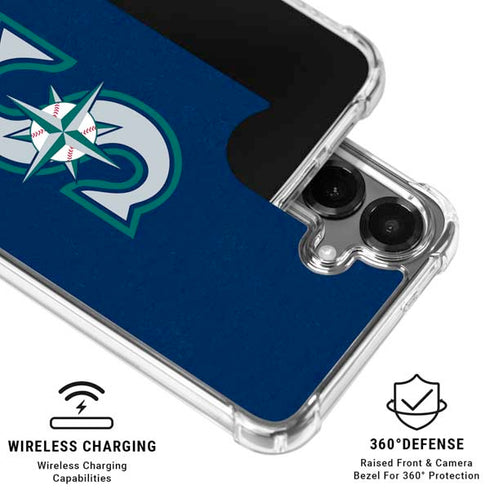 MLB Seattle Mariners - Solid Distressed Galaxy S26 Plus Clear Case