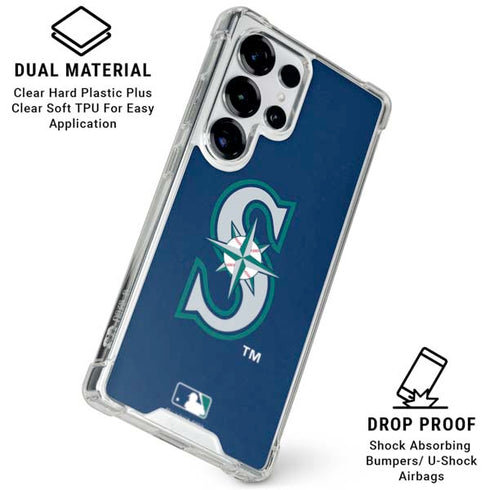MLB Seattle Mariners - Solid Distressed Galaxy S26 Ultra Clear Case
