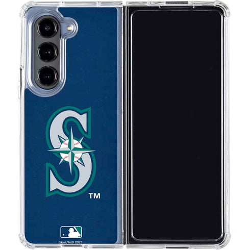 MLB Seattle Mariners - Solid Distressed Galaxy Z Fold5 5G Clear Case