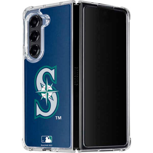 MLB Seattle Mariners - Solid Distressed Galaxy Z Fold5 5G Clear Case
