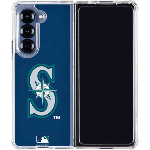 MLB Seattle Mariners - Solid Distressed Galaxy Z Fold7 Clear Case