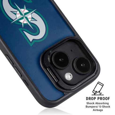 MLB Seattle Mariners - Solid Distressed iPhone 15 Plus Kickstand Case