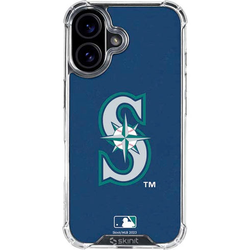 MLB Seattle Mariners - Solid Distressed iPhone 16 Plus Clear Case