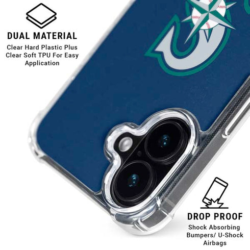 MLB Seattle Mariners - Solid Distressed iPhone 16 Plus Clear Case