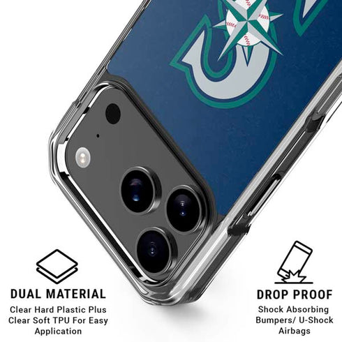 MLB Seattle Mariners - Solid Distressed iPhone 18 Pro Clear Case