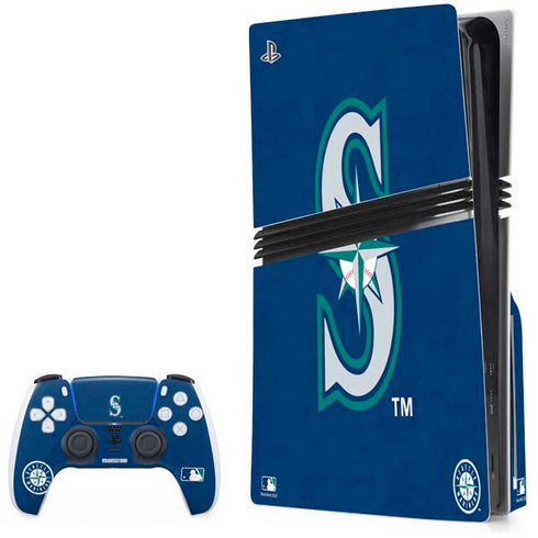 MLB Seattle Mariners - Solid Distressed PS5 Pro Disk Bundle Skin