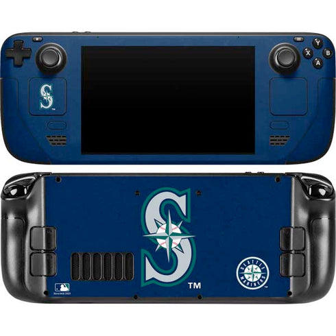 MLB Seattle Mariners - Solid Distressed Steam Deck Handheld Gaming Computer Skin