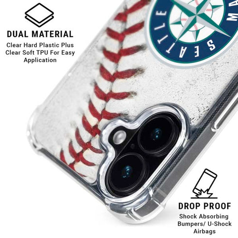 MLB Seattle Mariners Game Ball iPhone 16 Clear Case