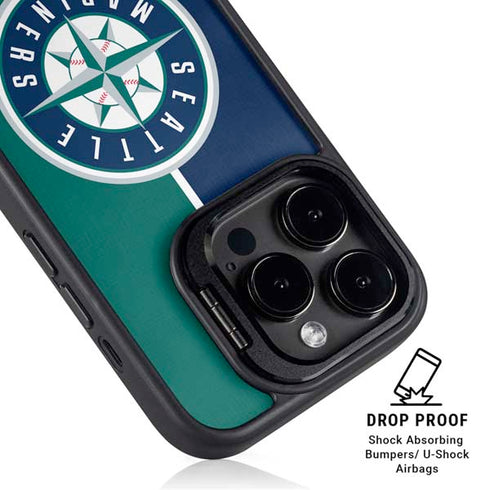 MLB Seattle Mariners Split iPhone 13 Pro Max Kickstand Case
