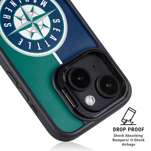 MLB Seattle Mariners Split iPhone 15 Plus Kickstand Case