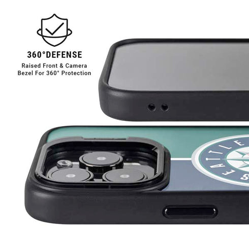 MLB Seattle Mariners Split iPhone 15 Pro Kickstand Case
