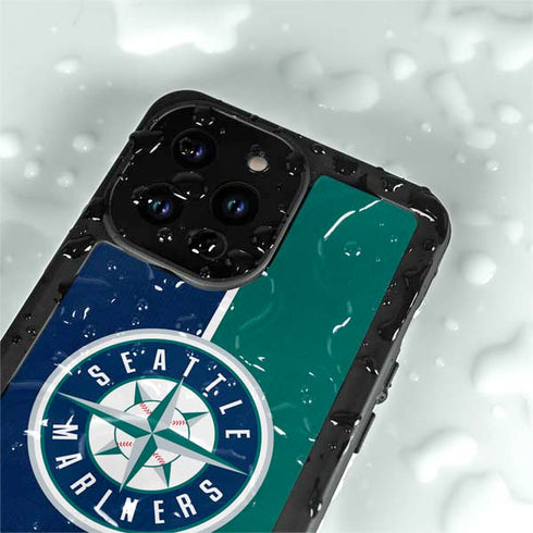 MLB Seattle Mariners Split iPhone 15 Pro Waterproof Case