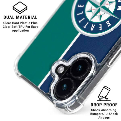 MLB Seattle Mariners Split iPhone 16 Plus Clear Case