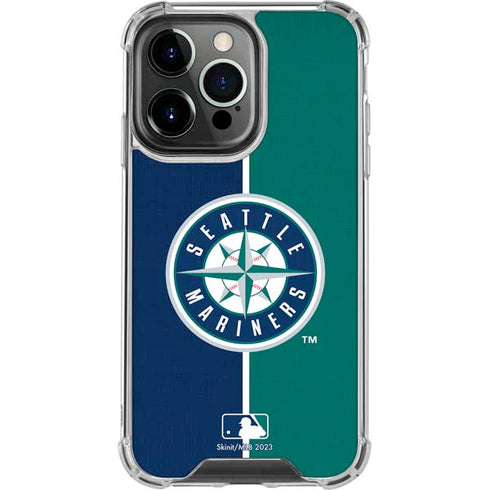 MLB Seattle Mariners Split iPhone 16 Pro Max Clear Case