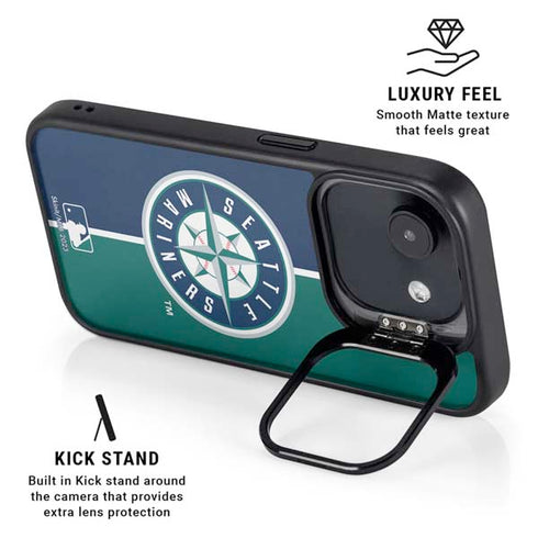 MLB Seattle Mariners Split iPhone 16e Kickstand Case