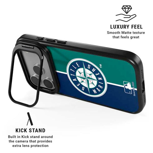 MLB Seattle Mariners Split iPhone 17 Pro Kickstand Case