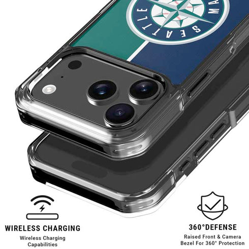 MLB Seattle Mariners Split iPhone 17 Pro Max Clear Case