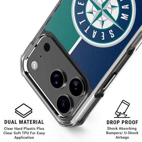 MLB Seattle Mariners Split iPhone 18 Pro Clear Case