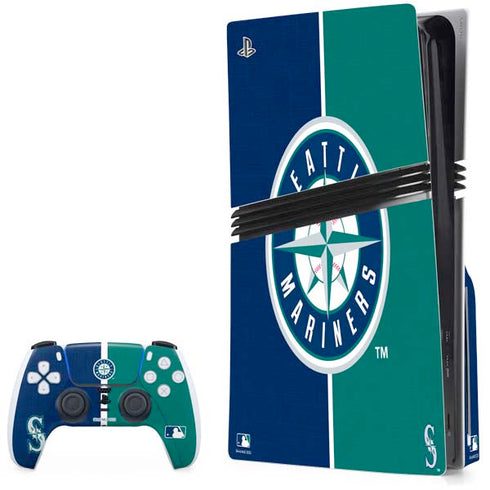 MLB Seattle Mariners Split PS5 Pro Disk Bundle Skin
