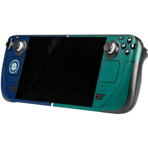 MLB Seattle Mariners Split Steam Deck Handheld Gaming Computer OLED Skin