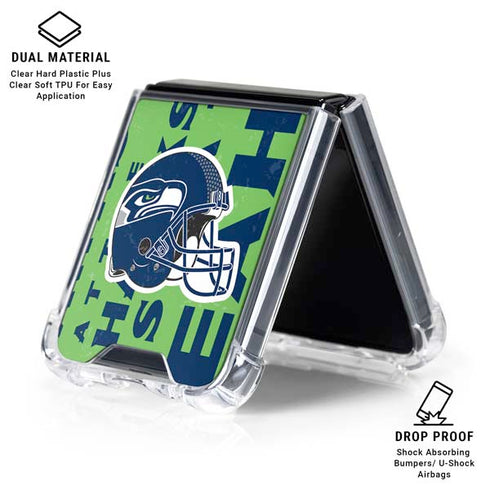 NFL Seattle Seahawks - Blast Green Galaxy Z Flip6 Clear Case