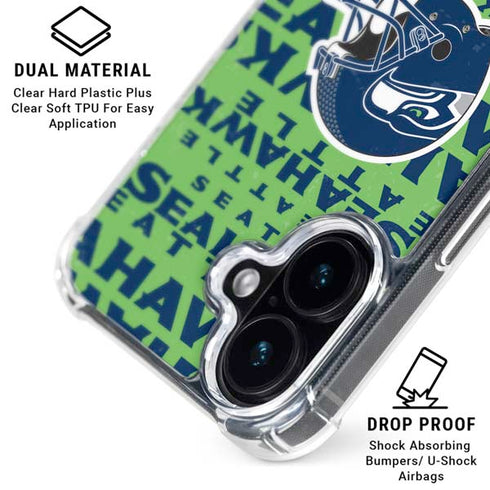 NFL Seattle Seahawks - Blast Green iPhone 16 Plus Clear Case