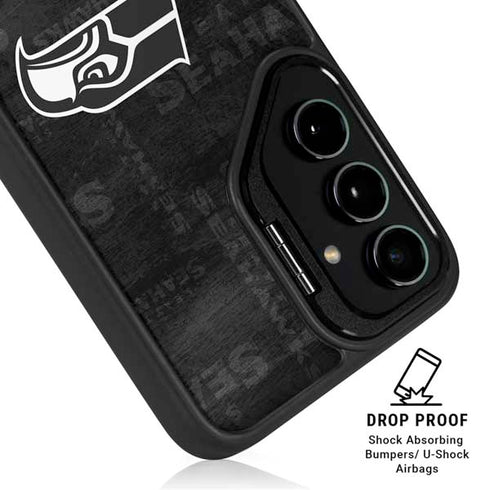 NFL Seattle Seahawks Black & White Galaxy S25 Kickstand Case