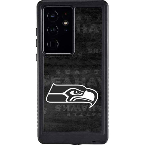 NFL Seattle Seahawks Black & White Galaxy S24 Ultra Waterproof Case