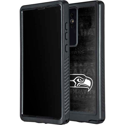 NFL Seattle Seahawks Black & White Galaxy S24 Ultra Waterproof Case