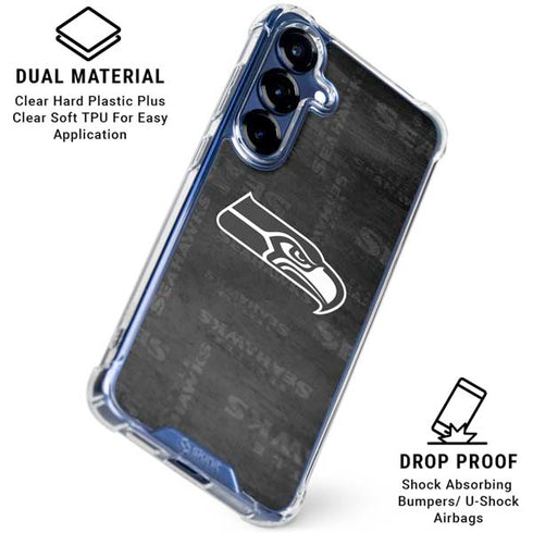 NFL Seattle Seahawks Black & White Galaxy S25 Plus Clear Case