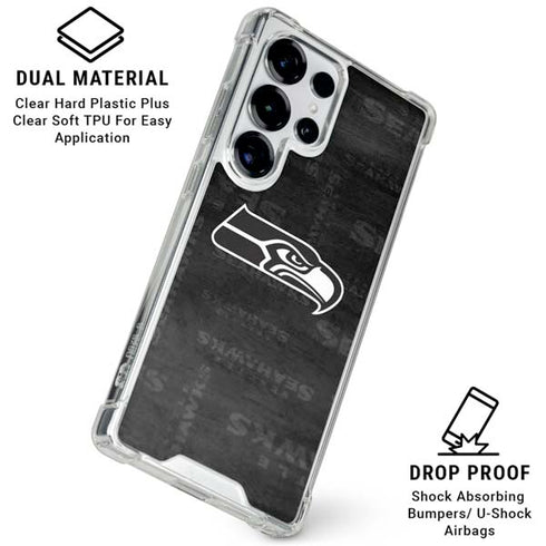 NFL Seattle Seahawks Black & White Galaxy S25 Ultra Clear Case