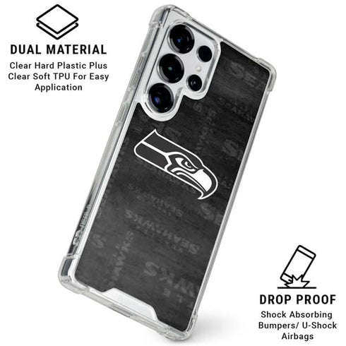 NFL Seattle Seahawks Black & White Galaxy S26 Ultra Clear Case