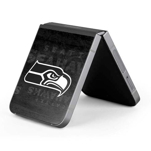 NFL Seattle Seahawks Black & White Galaxy Z Flip6 Skin