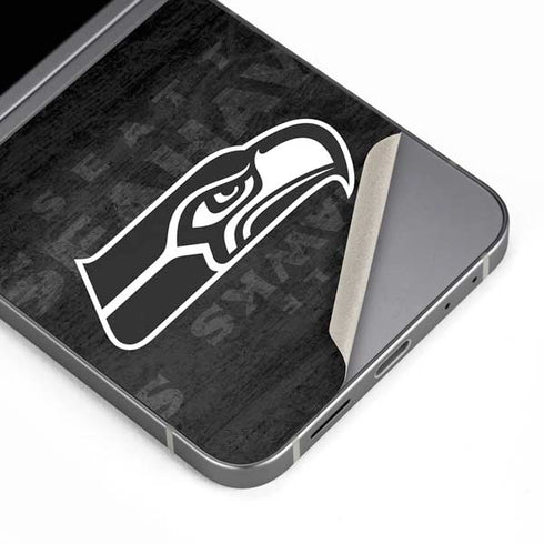 NFL Seattle Seahawks Black & White Galaxy Z Flip6 Skin