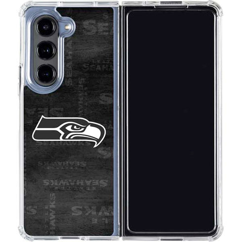NFL Seattle Seahawks Black & White Galaxy Z Fold5 5G Clear Case