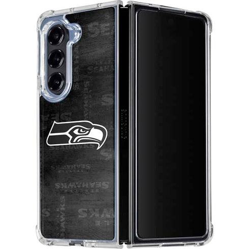 NFL Seattle Seahawks Black & White Galaxy Z Fold5 5G Clear Case
