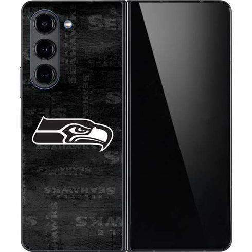 NFL Seattle Seahawks Black & White Galaxy Z Fold5 5G Skin