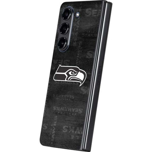 NFL Seattle Seahawks Black & White Galaxy Z Fold5 5G Skin