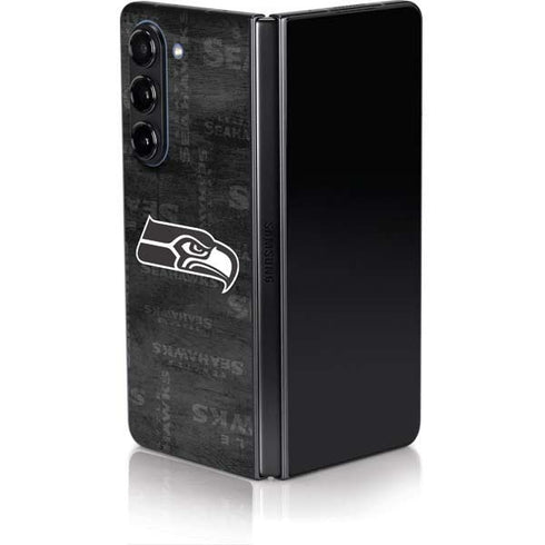 NFL Seattle Seahawks Black & White Galaxy Z Fold5 5G Skin