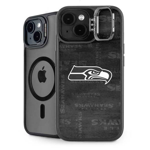 NFL Seattle Seahawks Black & White iPhone 14 Plus Kickstand Case